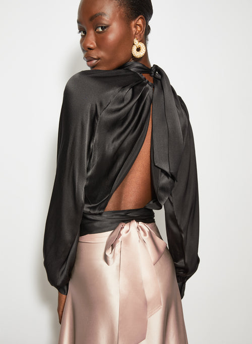 The Drape Back Top Black