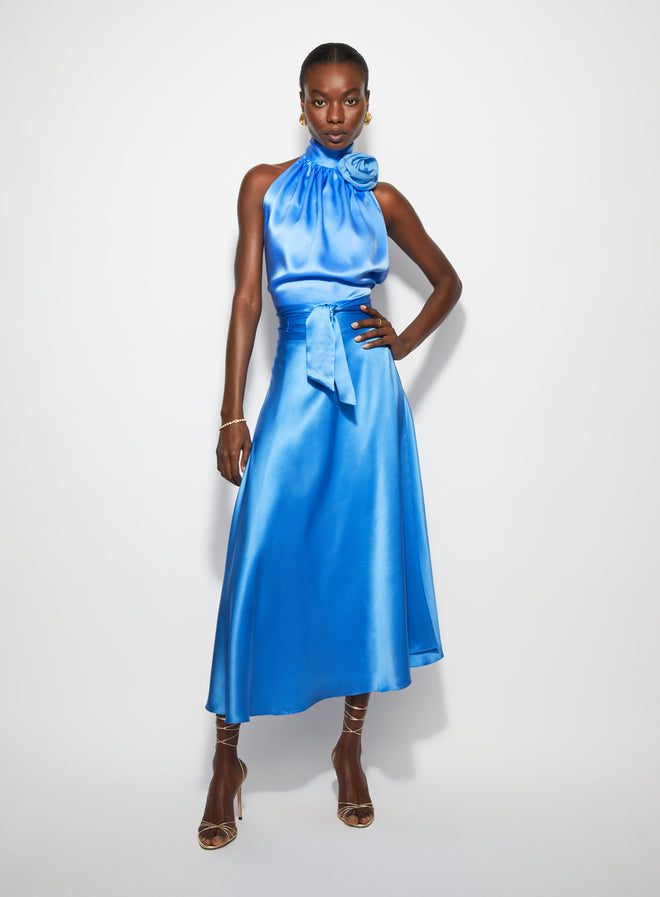 Classic Top With Corsage Cornflower Blue