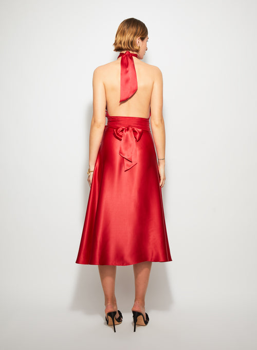 Midi Wrap Skirt Red
