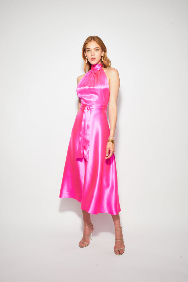 Midi Wrap Dress Pink Glow