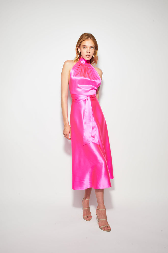 Midi Wrap Dress Pink Glow