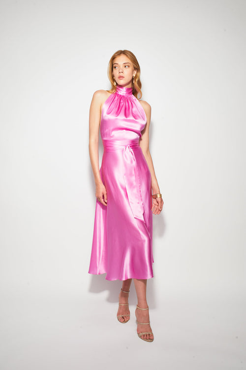 Midi Wrap Dress Party Pink
