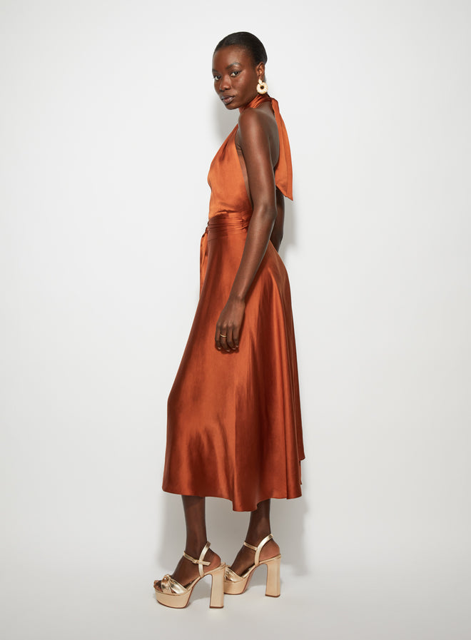 Midi Wrap Dress Terracotta