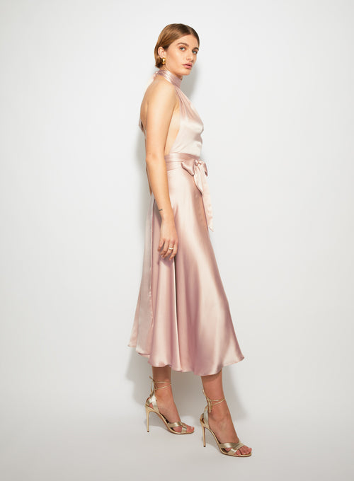Midi Wrap Dress Rose Beige