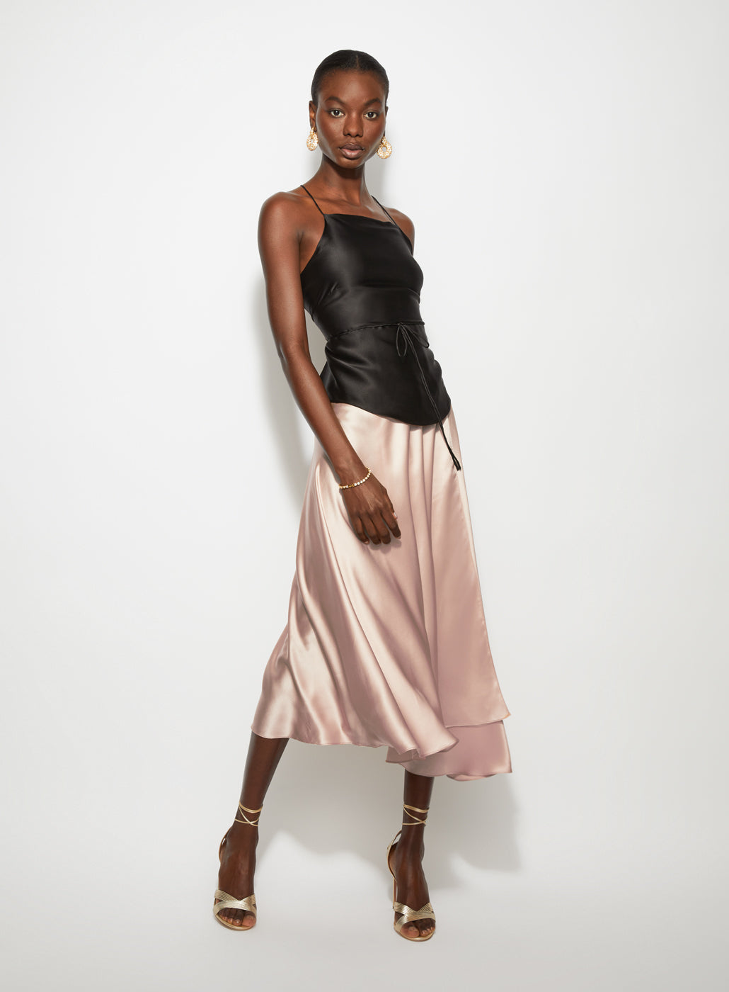 Midi Wrap Skirt Rose Beige