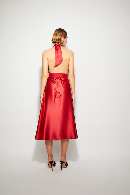 Classic Top With Taffeta Bow Red