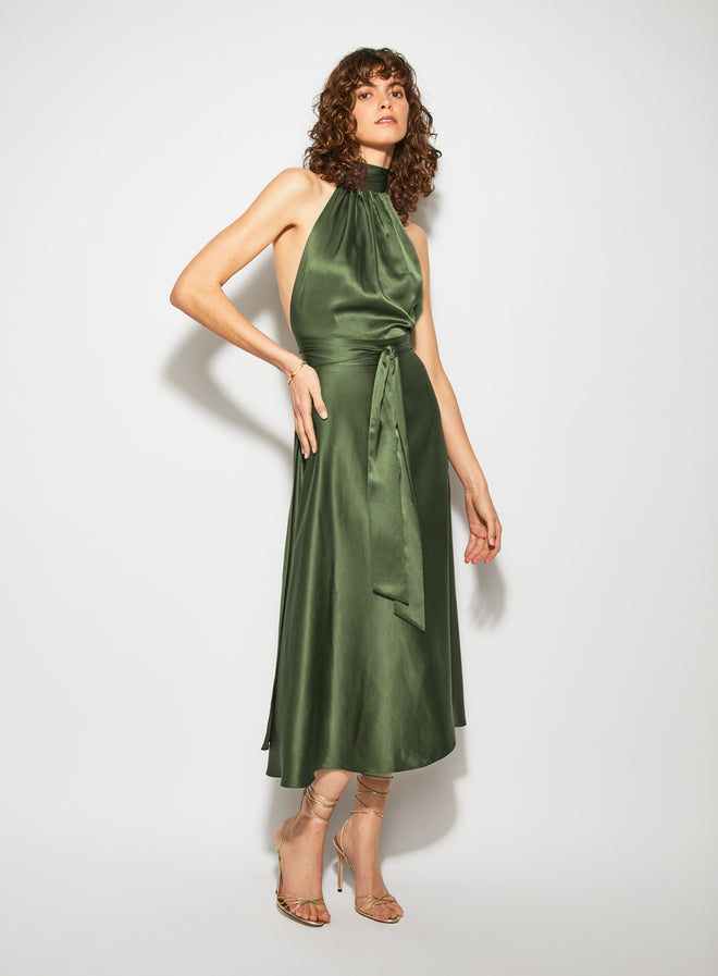 Midi Wrap Dress Moss Green