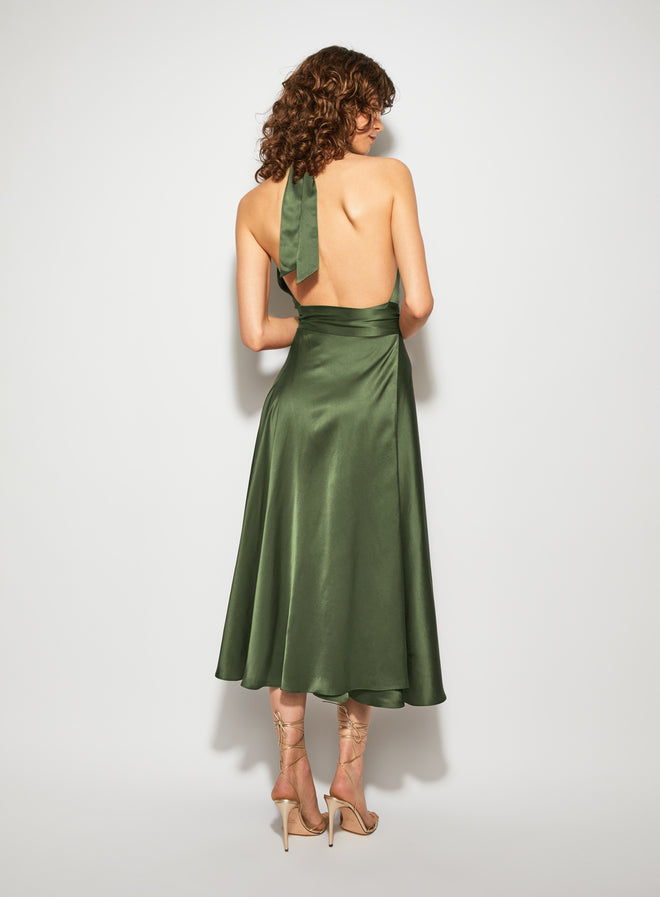 Midi Wrap Dress Moss Green