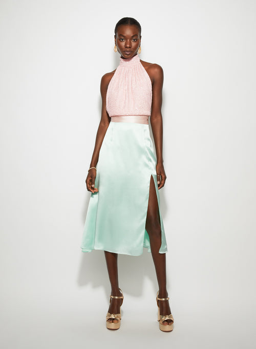 Midi Slit Skirt Mint Green