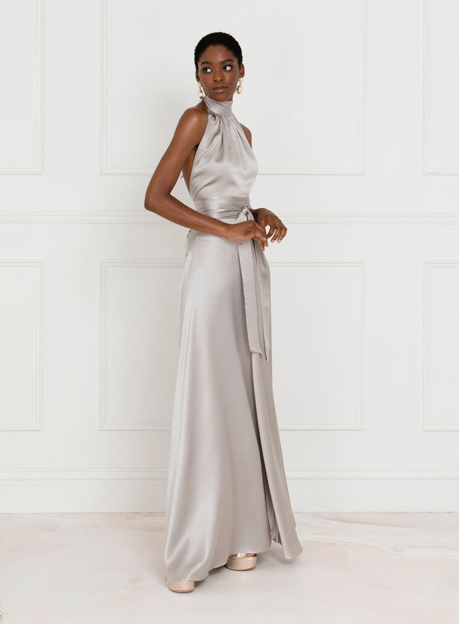 The Maxi Wrap Dress Silver Musk