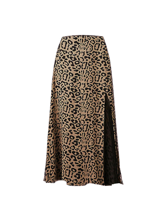 Midi Slit Skirt Leopard