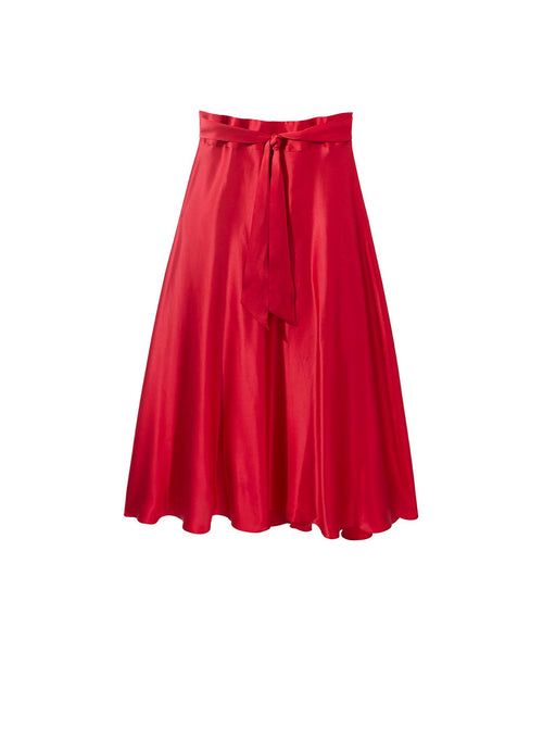 Midi Wrap Skirt Red